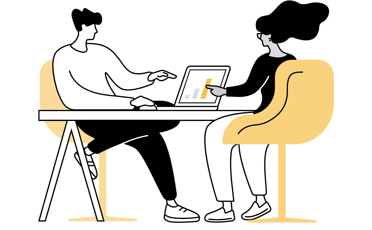 Simple illustration of people using Reportl